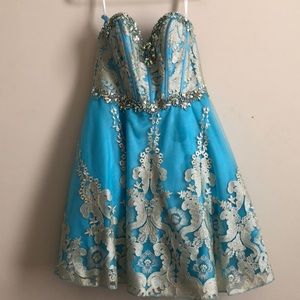 Champagne/Turquoise Tony Bowls Homecoming Dress